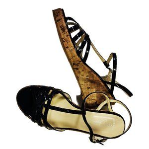 Jessica Wedges, Size 8 - Glossy Dark Blue sandals